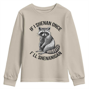 St Patricks Day Raccoon Meme Youth Sweatshirt If I Shenan Once I'll Shenanigan TS02 Sand Print Your Wear