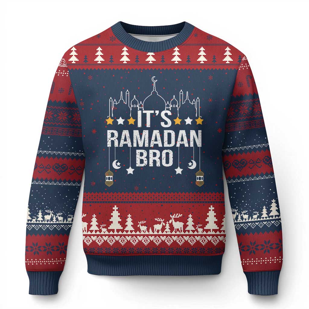 It's Ramadan Bro Ugly Christmas Sweater Islamic Fasting Muslim TS02 Navy Red Print Your Wear