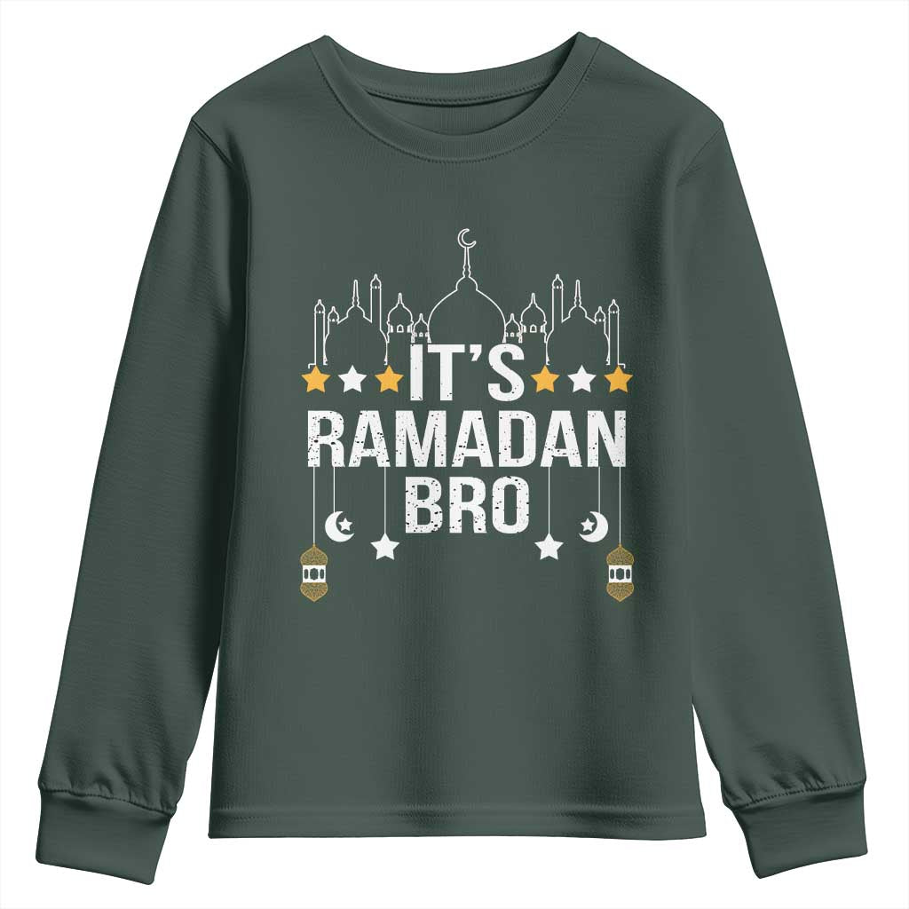 It's Ramadan Bro Youth Sweatshirt Islamic Fasting Muslim TS02 Dark Forest Green Print Your Wear