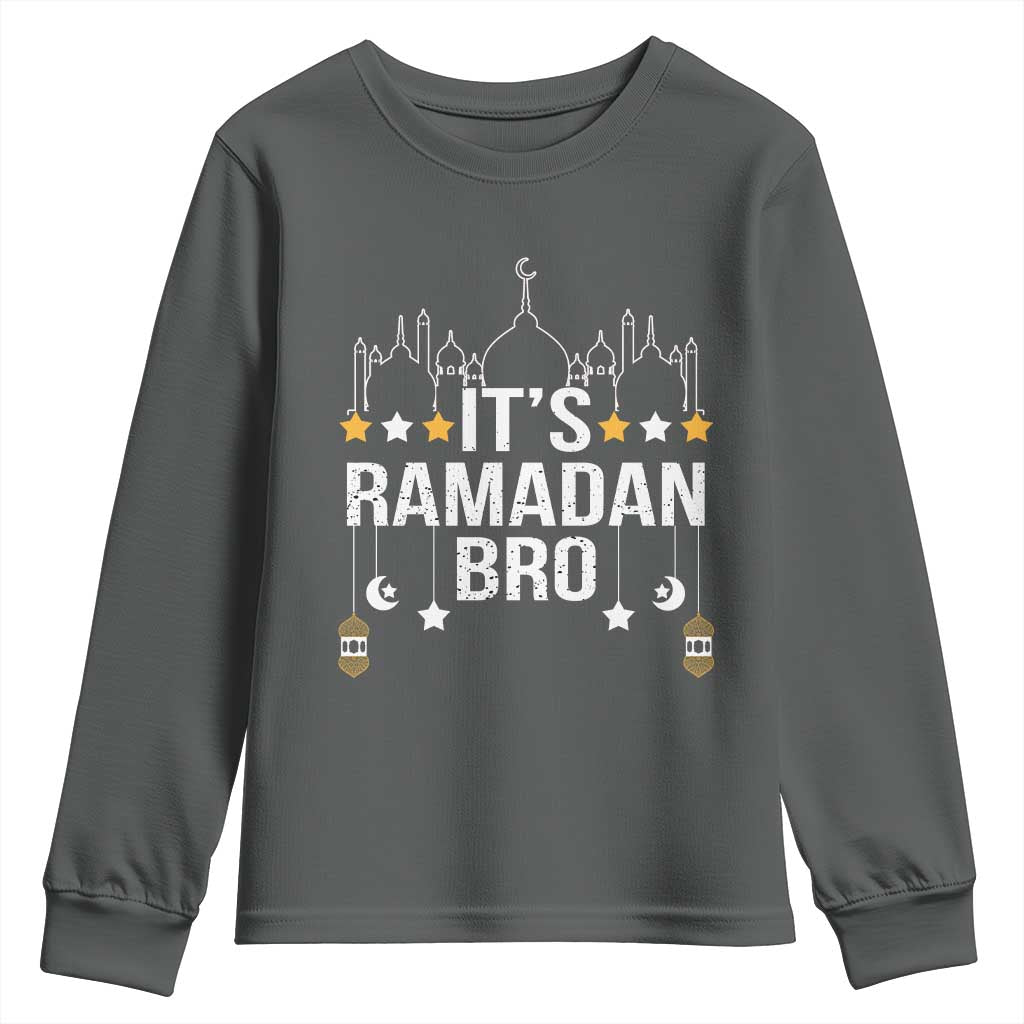It's Ramadan Bro Youth Sweatshirt Islamic Fasting Muslim TS02 Dark Heather Print Your Wear