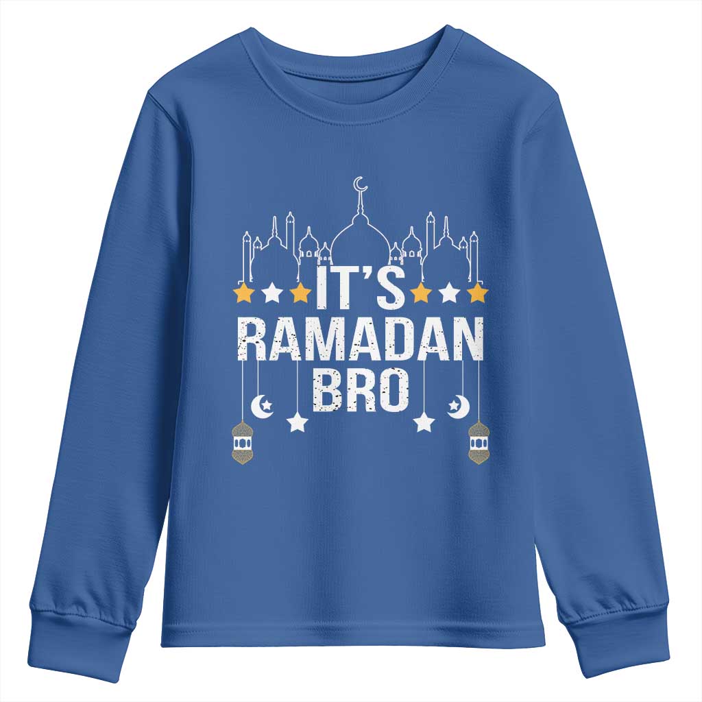 It's Ramadan Bro Youth Sweatshirt Islamic Fasting Muslim TS02 Royal Blue Print Your Wear