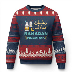 Ramadan Mubarak Muslim Ugly Christmas Sweater TS02 Navy Red Print Your Wear