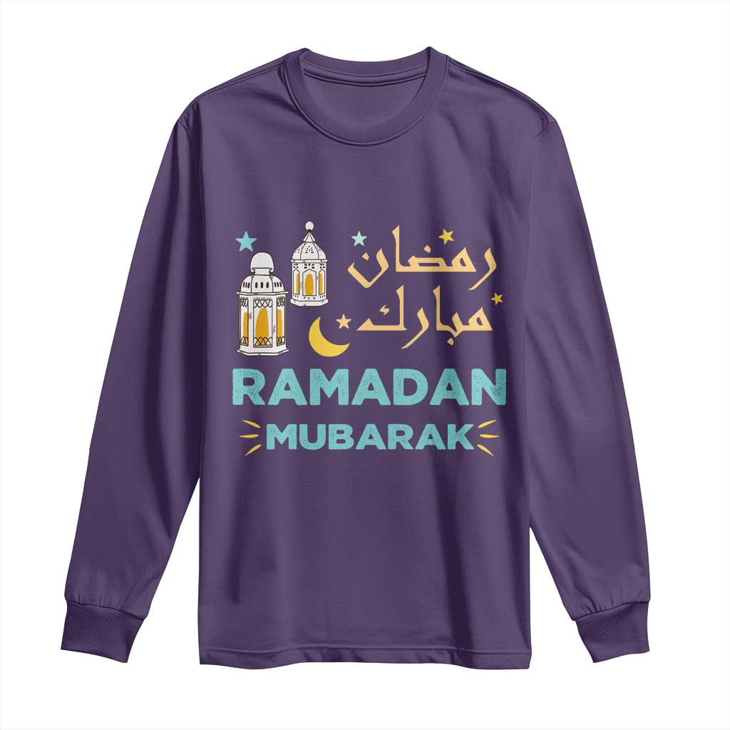 Ramadan Mubarak Muslim Long Sleeve Shirt TS02 Purple Print Your Wear