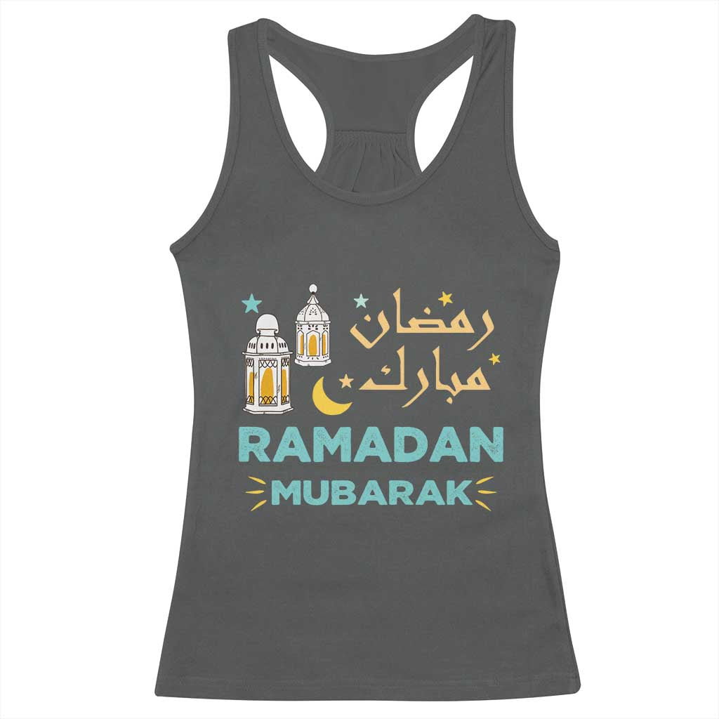 Ramadan Mubarak Muslim Racerback Tank Top TS02 Dark Heather Print Your Wear