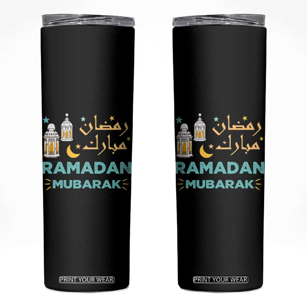 Ramadan Mubarak Muslim Skinny Tumbler TS02 Black Print Your Wear