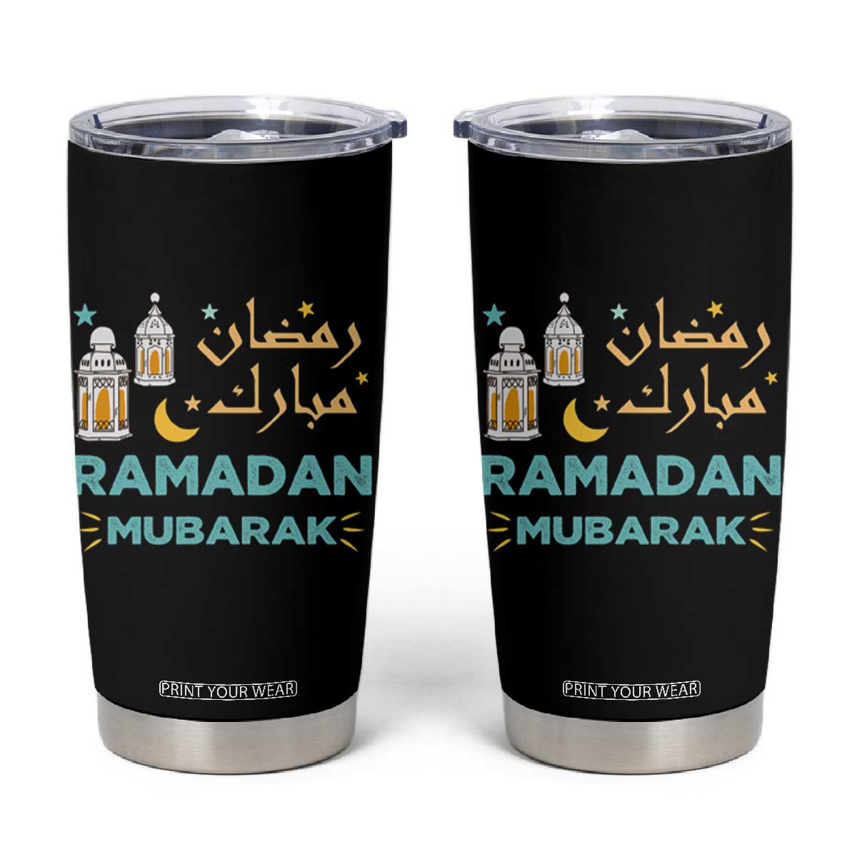 Ramadan Mubarak Muslim Tumbler Cup TS02 Black Print Your Wear