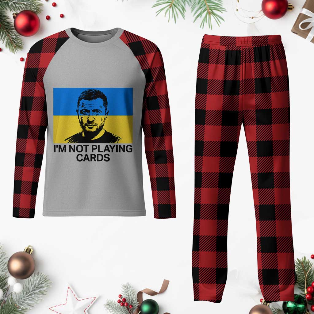 Im Not Playing Cards Plaid Pajama Set Zelensky Trump Ukraine Flag TS02 Buffalo Plaid Print Your Wear