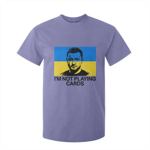 Im Not Playing Cards T Shirt For Kid Zelensky Trump Ukraine Flag TS02 Violet Print Your Wear