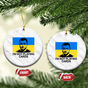 Im Not Playing Cards Ceramic Ornament Zelensky Trump Ukraine Flag TS02 1pc White Marble Print Your Wear