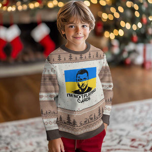 Im Not Playing Cards Ugly Christmas Sweater Zelensky Trump Ukraine Flag TS02 Mocha Mousse Print Your Wear