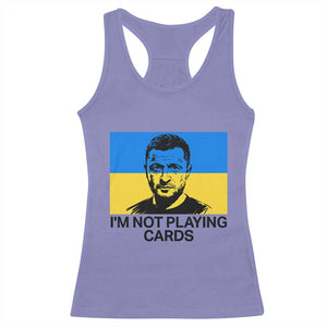 Im Not Playing Cards Racerback Tank Top Zelensky Trump Ukraine Flag TS02 Violet Print Your Wear