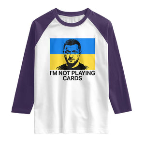 Im Not Playing Cards Raglan Shirt Zelensky Trump Ukraine Flag TS02 White Purple Print Your Wear