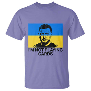 Im Not Playing Cards T Shirt Zelensky Trump Ukraine Flag TS02 Violet Print Your Wear
