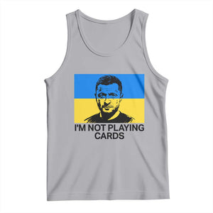 Im Not Playing Cards Tank Top Zelensky Trump Ukraine Flag TS02 Athletic Heather Print Your Wear