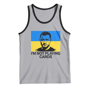 Im Not Playing Cards Tank Top Zelensky Trump Ukraine Flag TS02 Athletic Heather Black Print Your Wear