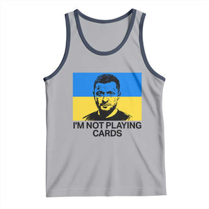 Im Not Playing Cards Tank Top Zelensky Trump Ukraine Flag TS02 Athletic Heather Navy Print Your Wear