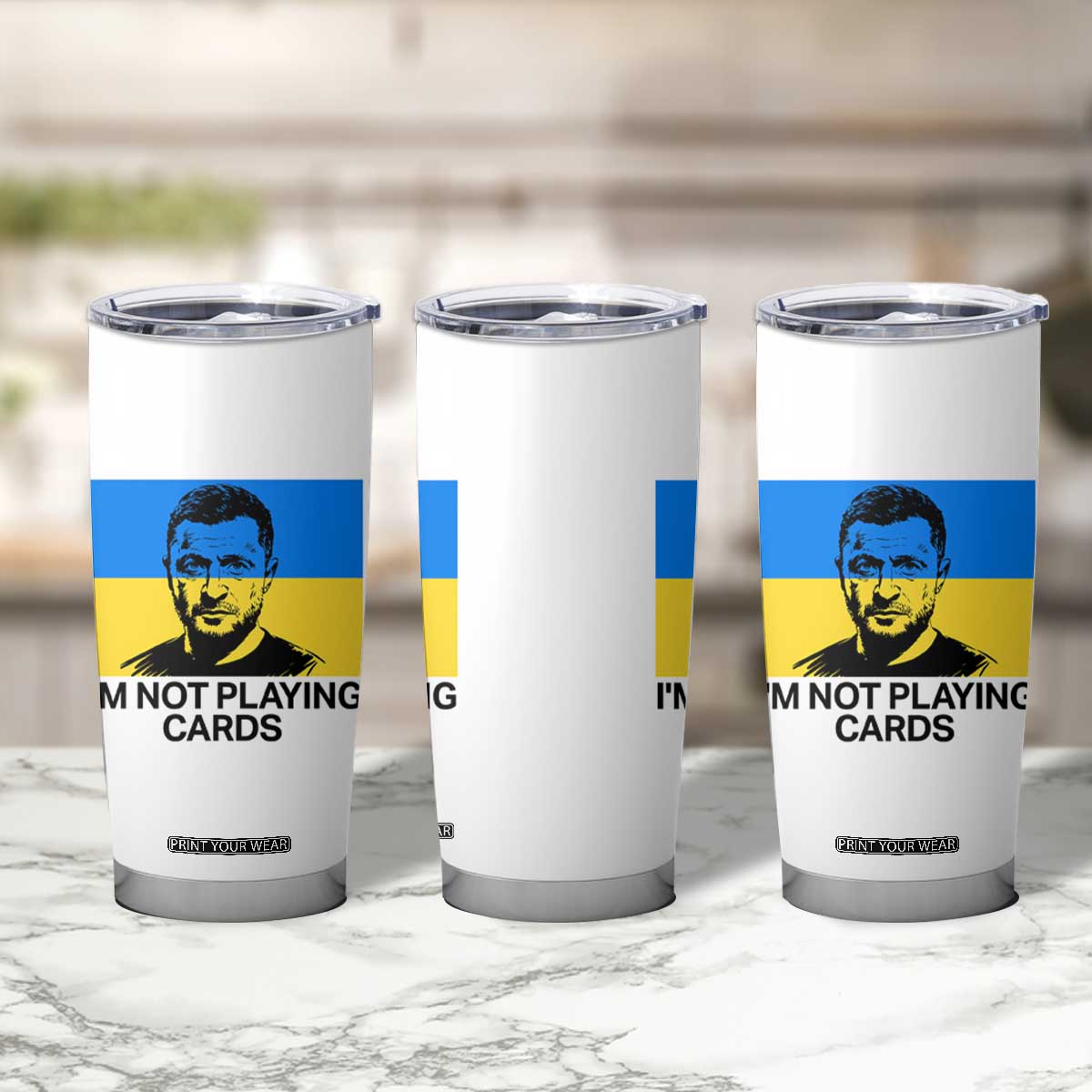 Im Not Playing Cards Tumbler Cup Zelensky Trump Ukraine Flag TS02 Print Your Wear