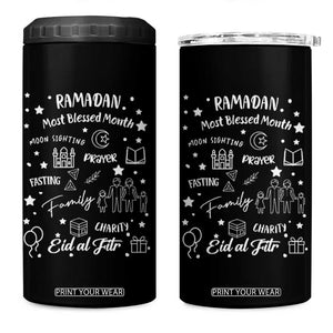 Ramadan Blessed Month 4 in 1 Can Cooler Tumbler Muslim Islamic Ramadhan Eid al Fitr TS02 One Size: 16 oz Black Print Your Wear