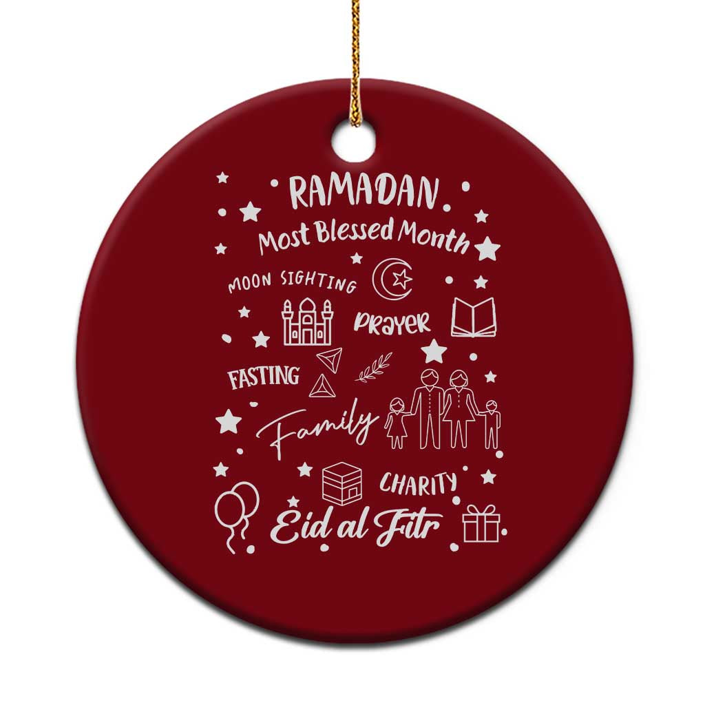 Ramadan Blessed Month Ceramic Ornament Muslim Islamic Ramadhan Eid al Fitr TS02 1pc Red Print Your Wear