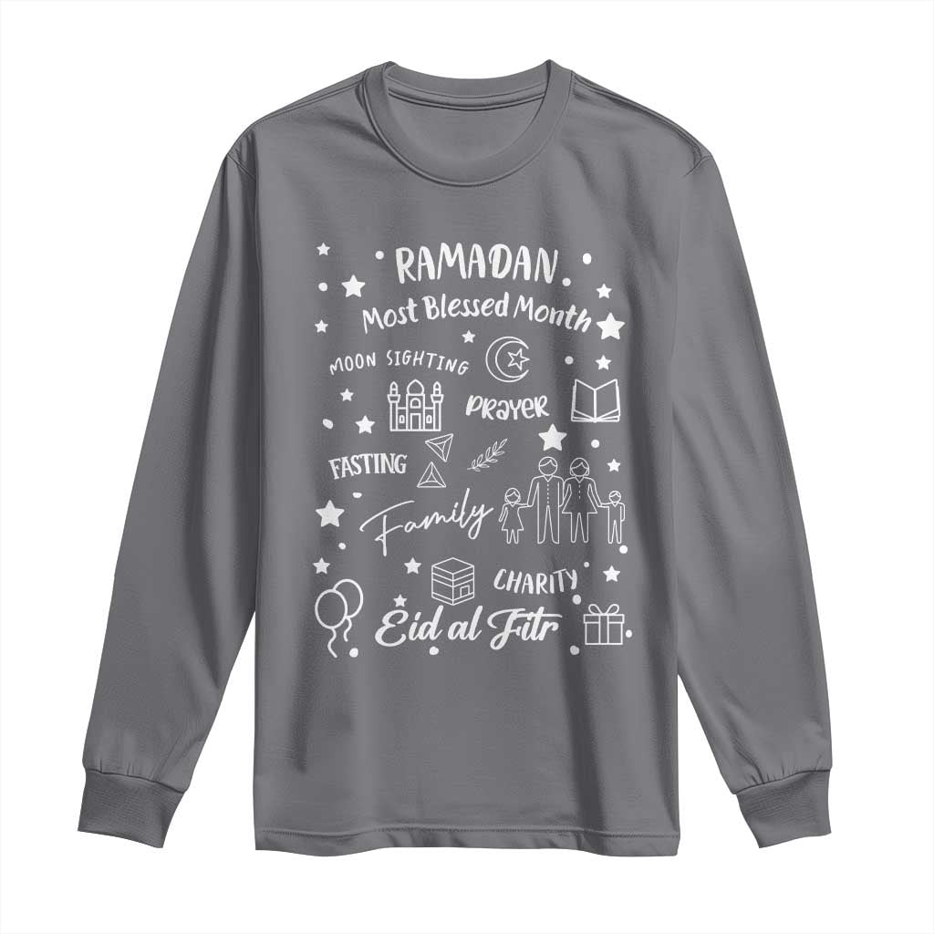 Ramadan Blessed Month Long Sleeve Shirt Muslim Islamic Ramadhan Eid al Fitr TS02 Charcoal Print Your Wear