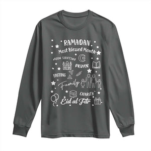 Ramadan Blessed Month Long Sleeve Shirt Muslim Islamic Ramadhan Eid al Fitr TS02 Dark Heather Print Your Wear