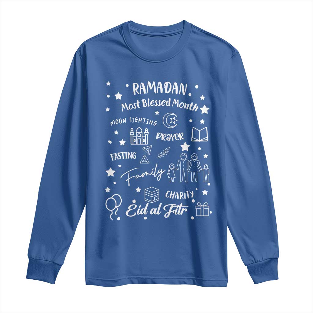 Ramadan Blessed Month Long Sleeve Shirt Muslim Islamic Ramadhan Eid al Fitr TS02 Royal Blue Print Your Wear