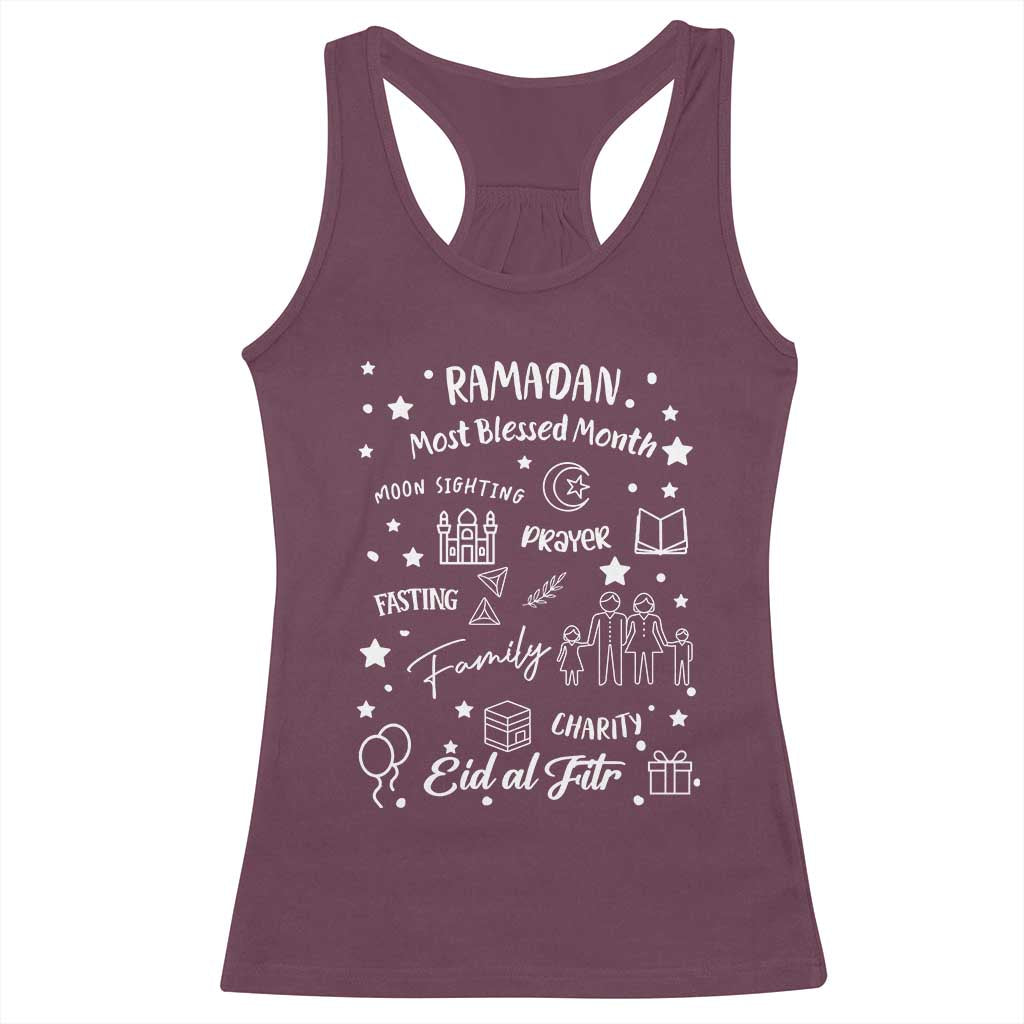 Ramadan Blessed Month Racerback Tank Top Muslim Islamic Ramadhan Eid al Fitr TS02 Maroon Print Your Wear