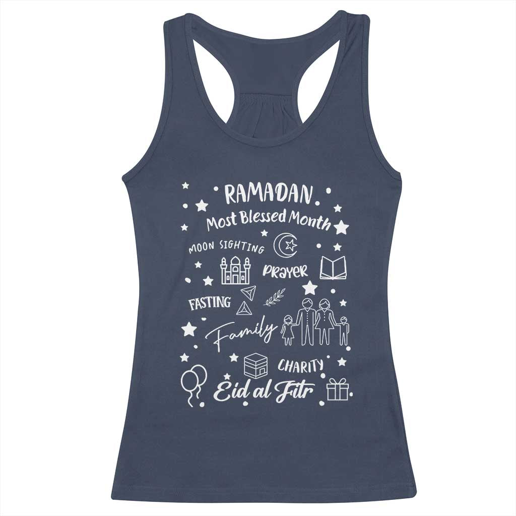 Ramadan Blessed Month Racerback Tank Top Muslim Islamic Ramadhan Eid al Fitr TS02 Navy Print Your Wear
