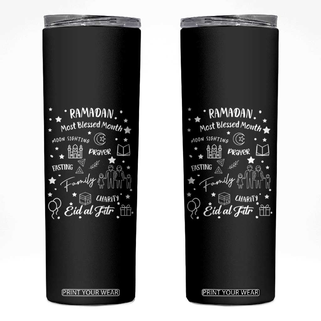 Ramadan Blessed Month Skinny Tumbler Muslim Islamic Ramadhan Eid al Fitr TS02 Black Print Your Wear
