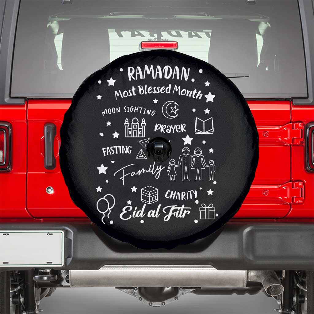 Ramadan Blessed Month Spare Tire Cover Muslim Islamic Ramadhan Eid al Fitr TS02 Black Print Your Wear
