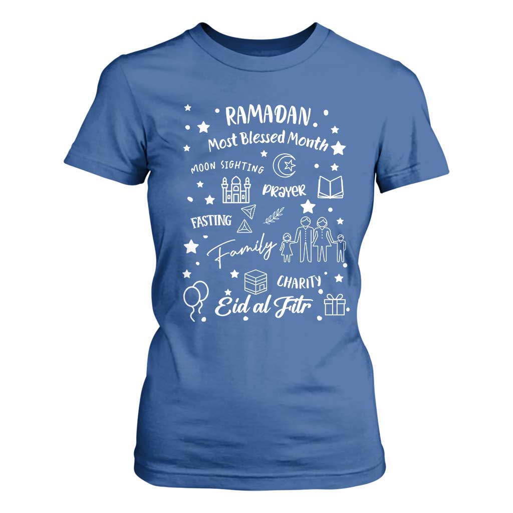 Ramadan Blessed Month T Shirt For Women Muslim Islamic Ramadhan Eid al Fitr TS02 Royal Blue Print Your Wear