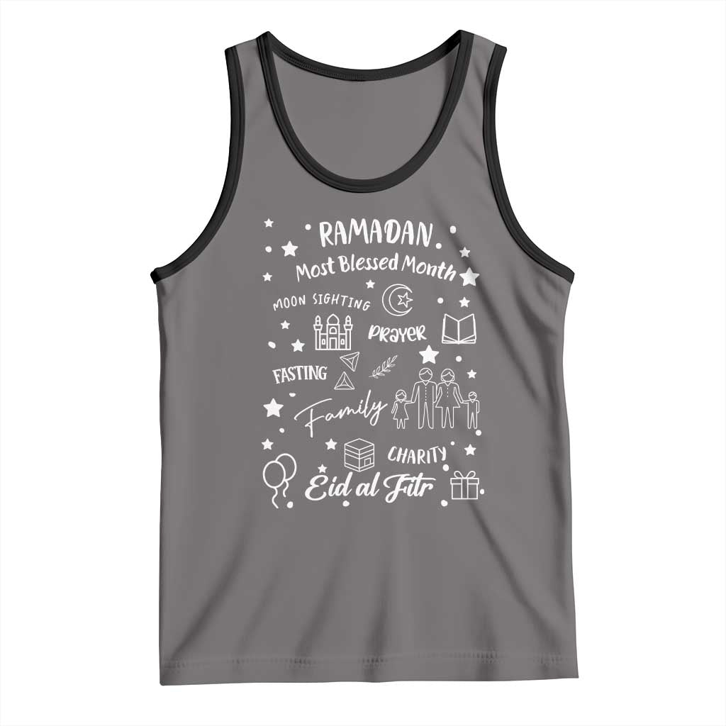 Ramadan Blessed Month Tank Top Muslim Islamic Ramadhan Eid al Fitr TS02 Deep Heather Black Print Your Wear