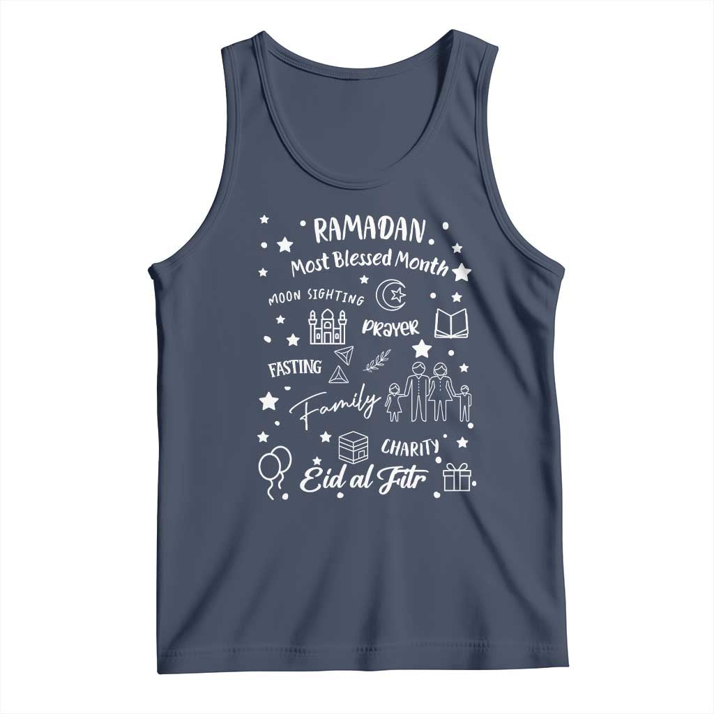 Ramadan Blessed Month Tank Top Muslim Islamic Ramadhan Eid al Fitr TS02 Navy Print Your Wear