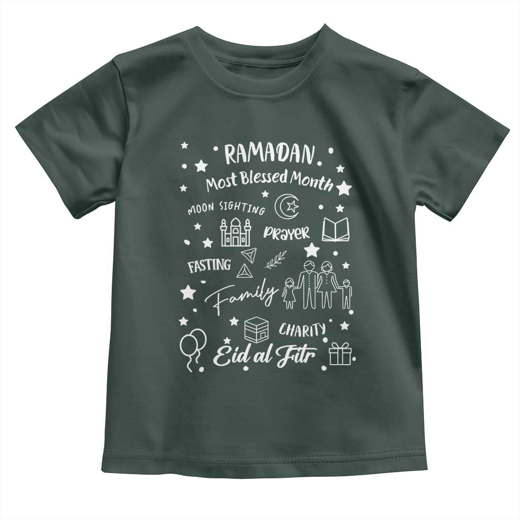 Ramadan Blessed Month Toddler T Shirt Muslim Islamic Ramadhan Eid al Fitr TS02 Dark Forest Green Print Your Wear