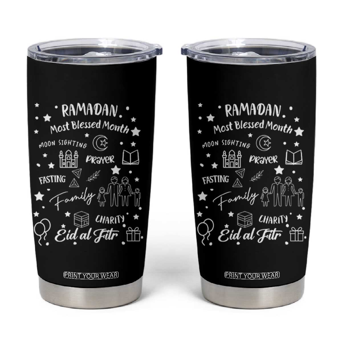 Ramadan Blessed Month Tumbler Cup Muslim Islamic Ramadhan Eid al Fitr TS02 Black Print Your Wear