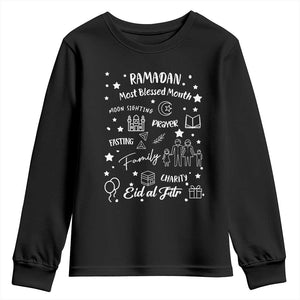 Ramadan Blessed Month Youth Sweatshirt Muslim Islamic Ramadhan Eid al Fitr TS02 Black Print Your Wear