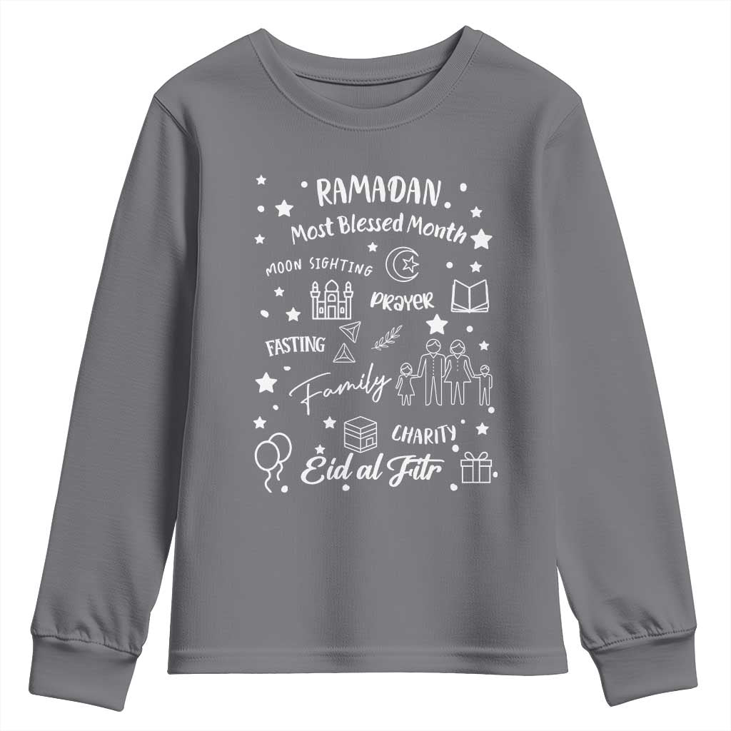 Ramadan Blessed Month Youth Sweatshirt Muslim Islamic Ramadhan Eid al Fitr TS02 Charcoal Print Your Wear
