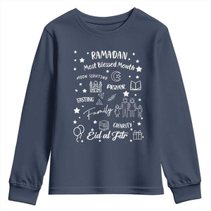 Ramadan Blessed Month Youth Sweatshirt Muslim Islamic Ramadhan Eid al Fitr TS02 Navy Print Your Wear