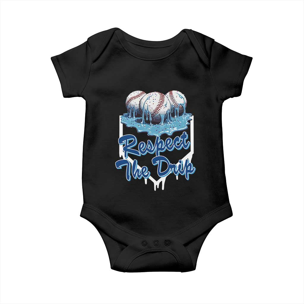 Respect The Drip Baseball Baby Onesie Driping Ice Cream Sport Lover TS02 Black Print Your Wear