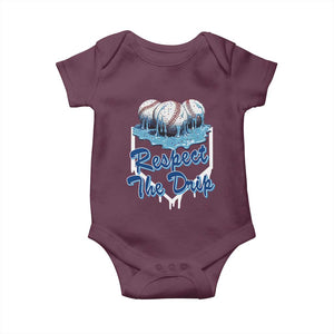 Respect The Drip Baseball Baby Onesie Driping Ice Cream Sport Lover TS02 Maroon Print Your Wear