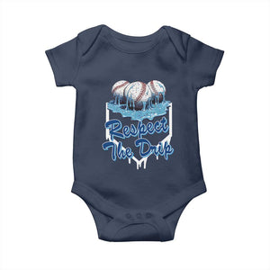 Respect The Drip Baseball Baby Onesie Driping Ice Cream Sport Lover TS02 Navy Print Your Wear