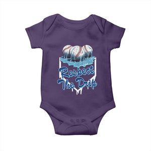 Respect The Drip Baseball Baby Onesie Driping Ice Cream Sport Lover TS02 Purple Print Your Wear
