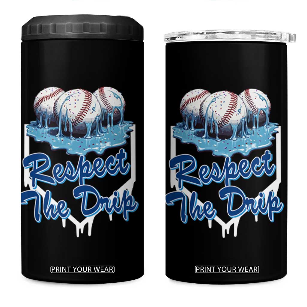 Respect The Drip Baseball 4 in 1 Can Cooler Tumbler Driping Ice Cream Sport Lover TS02 One Size: 16 oz Black Print Your Wear