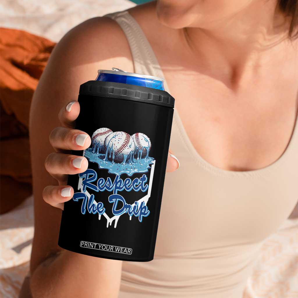 Respect The Drip Baseball 4 in 1 Can Cooler Tumbler Driping Ice Cream Sport Lover TS02 Print Your Wear