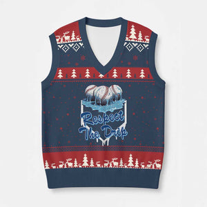 Respect The Drip Baseball V-Neck Knit Sweater Vest Driping Ice Cream Sport Lover TS02 Navy Red Print Your Wear
