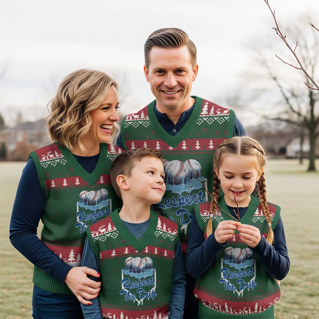 Respect The Drip Baseball V-Neck Knit Sweater Vest Driping Ice Cream Sport Lover TS02 Red Green Print Your Wear