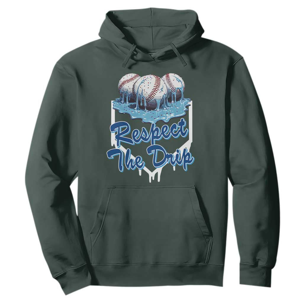 Respect The Drip Baseball Hoodie Driping Ice Cream Sport Lover TS02 Dark Forest Green Print Your Wear