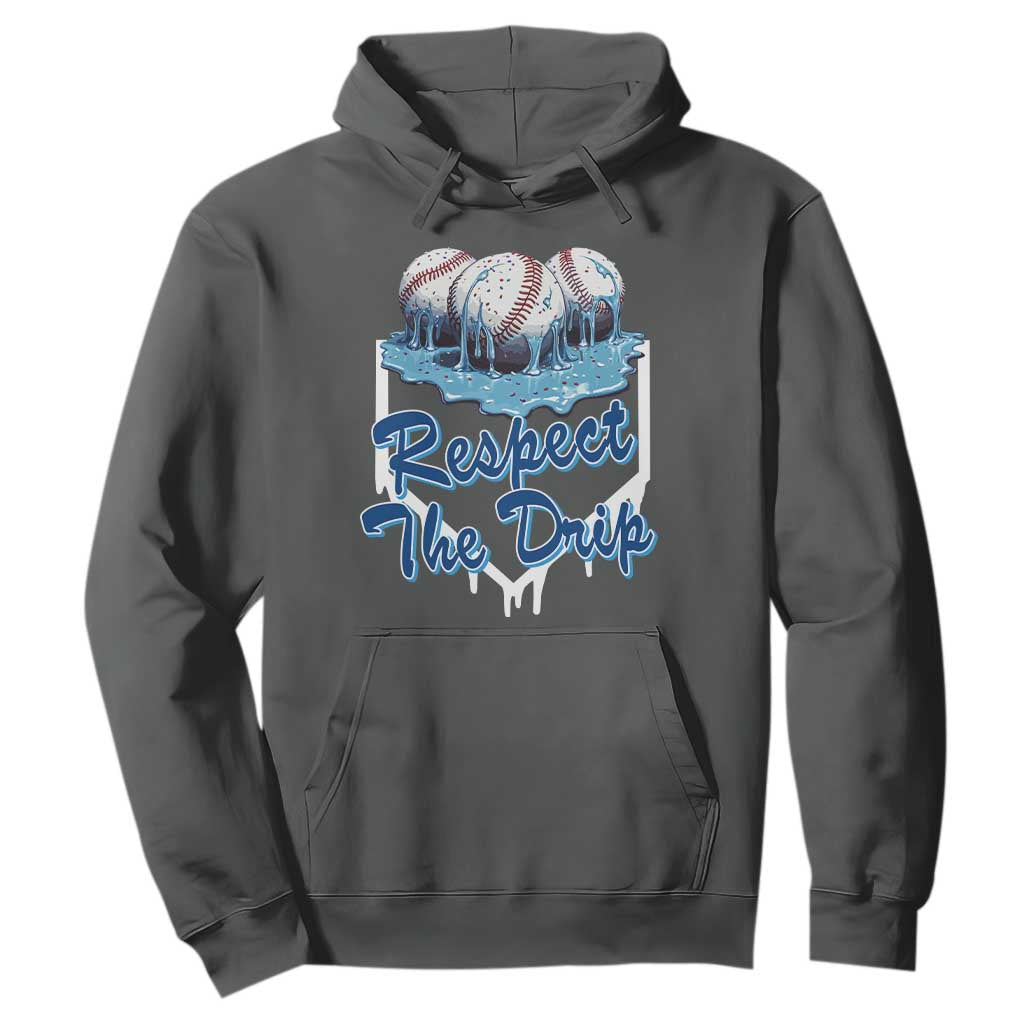 Respect The Drip Baseball Hoodie Driping Ice Cream Sport Lover TS02 Dark Heather Print Your Wear