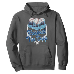 Respect The Drip Baseball Hoodie Driping Ice Cream Sport Lover TS02 Dark Heather Print Your Wear