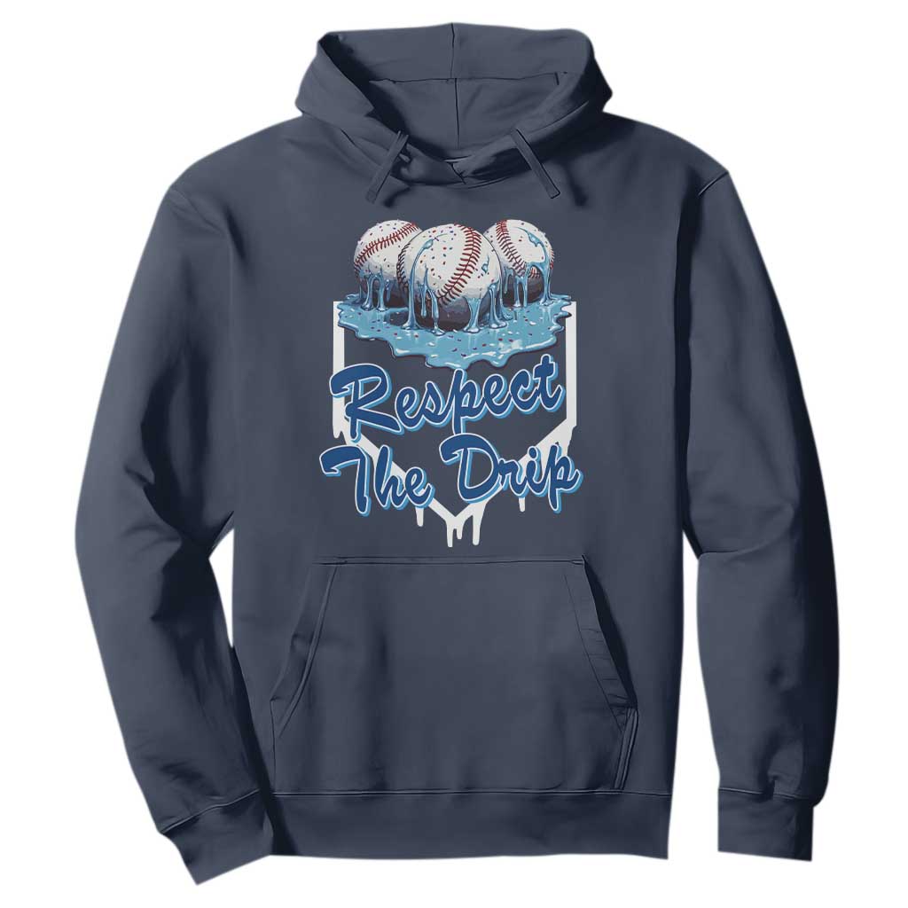 Respect The Drip Baseball Hoodie Driping Ice Cream Sport Lover TS02 Navy Print Your Wear